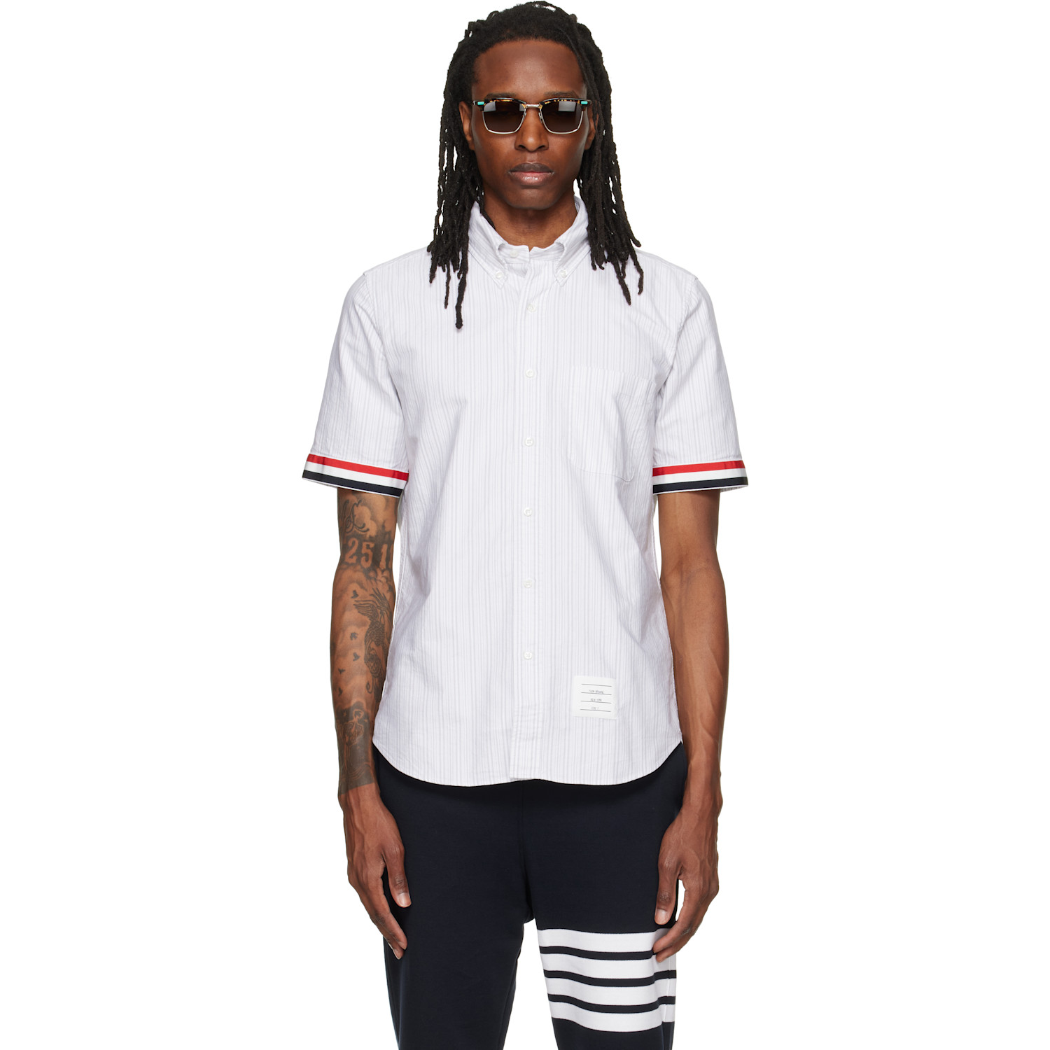 Thom Browne Gray Straight Fit Button Down Short Sleeve Shirt