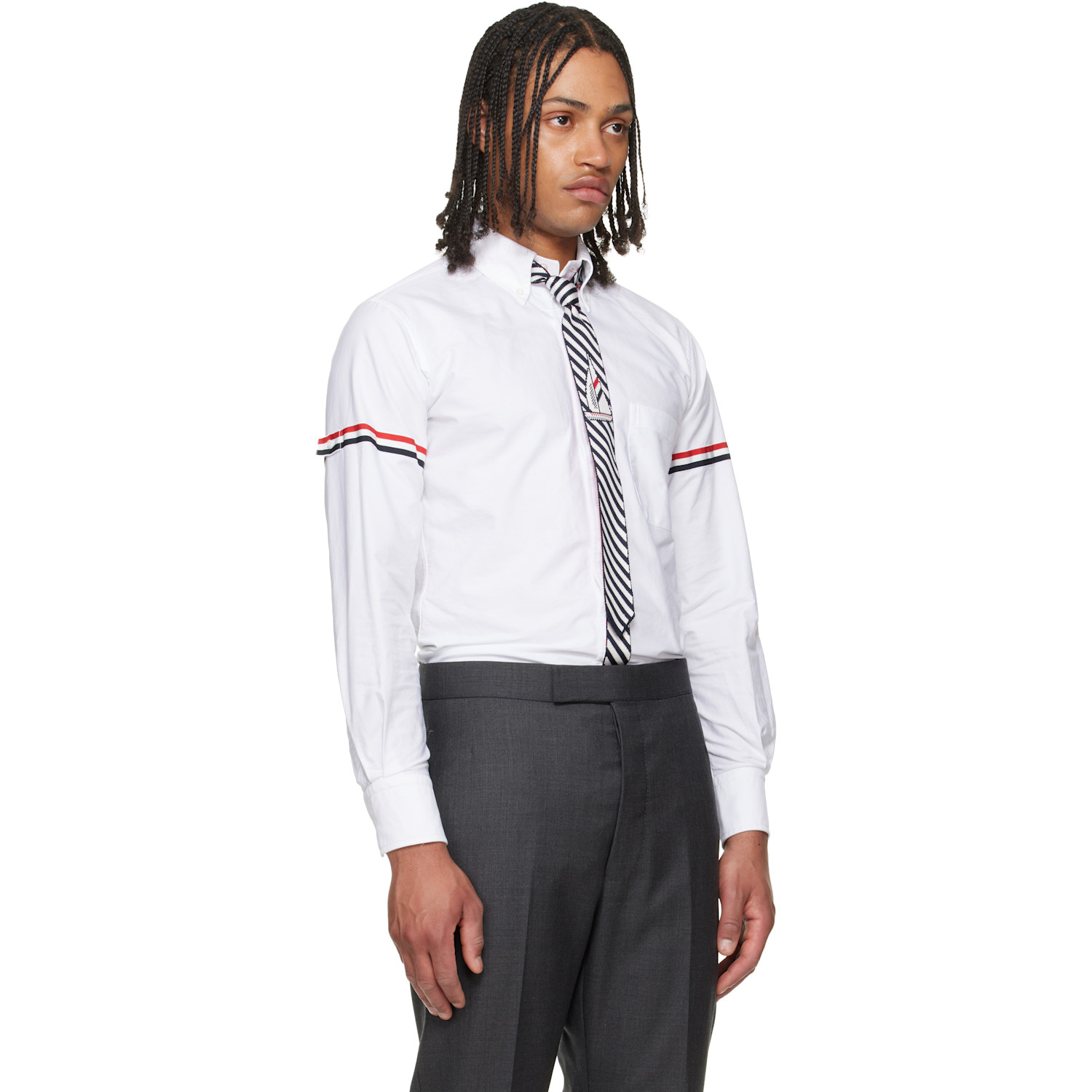  Thom Browne White Oxford Rwb Armband Shirt 