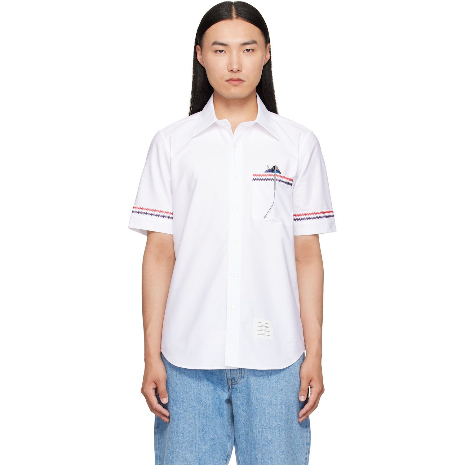 Thom Browne White Straight Fit Oxford Shirt