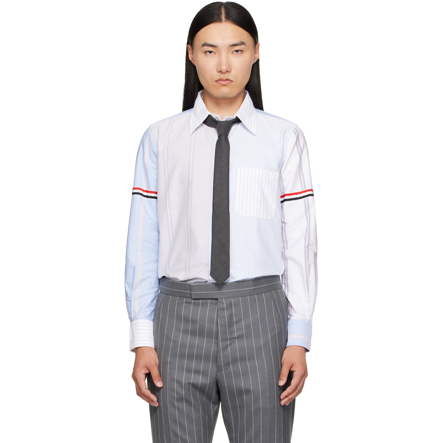 Thom Browne Blue Funmix Pinstripe Oxford Shirt