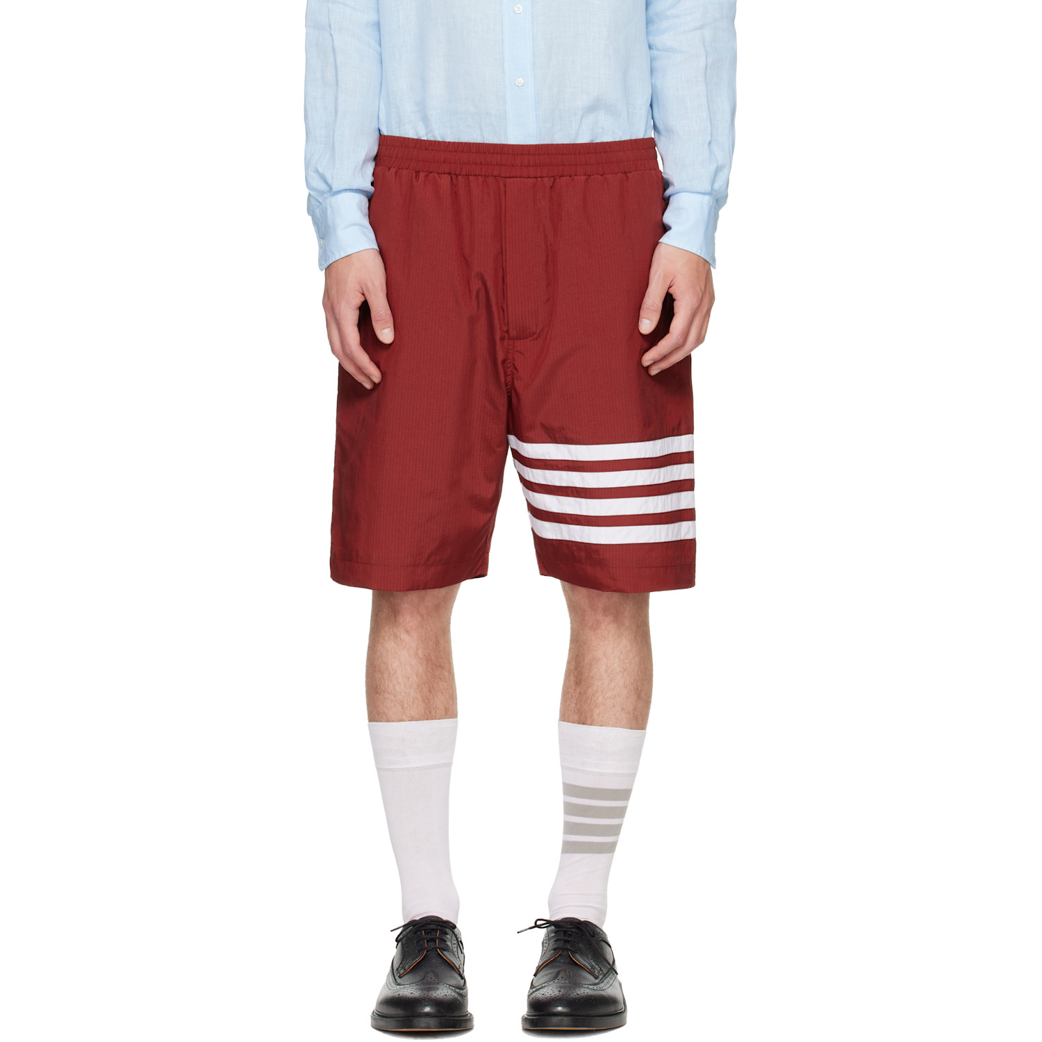 Thom Browne Red Ripstop 4-Bar Track Shorts
