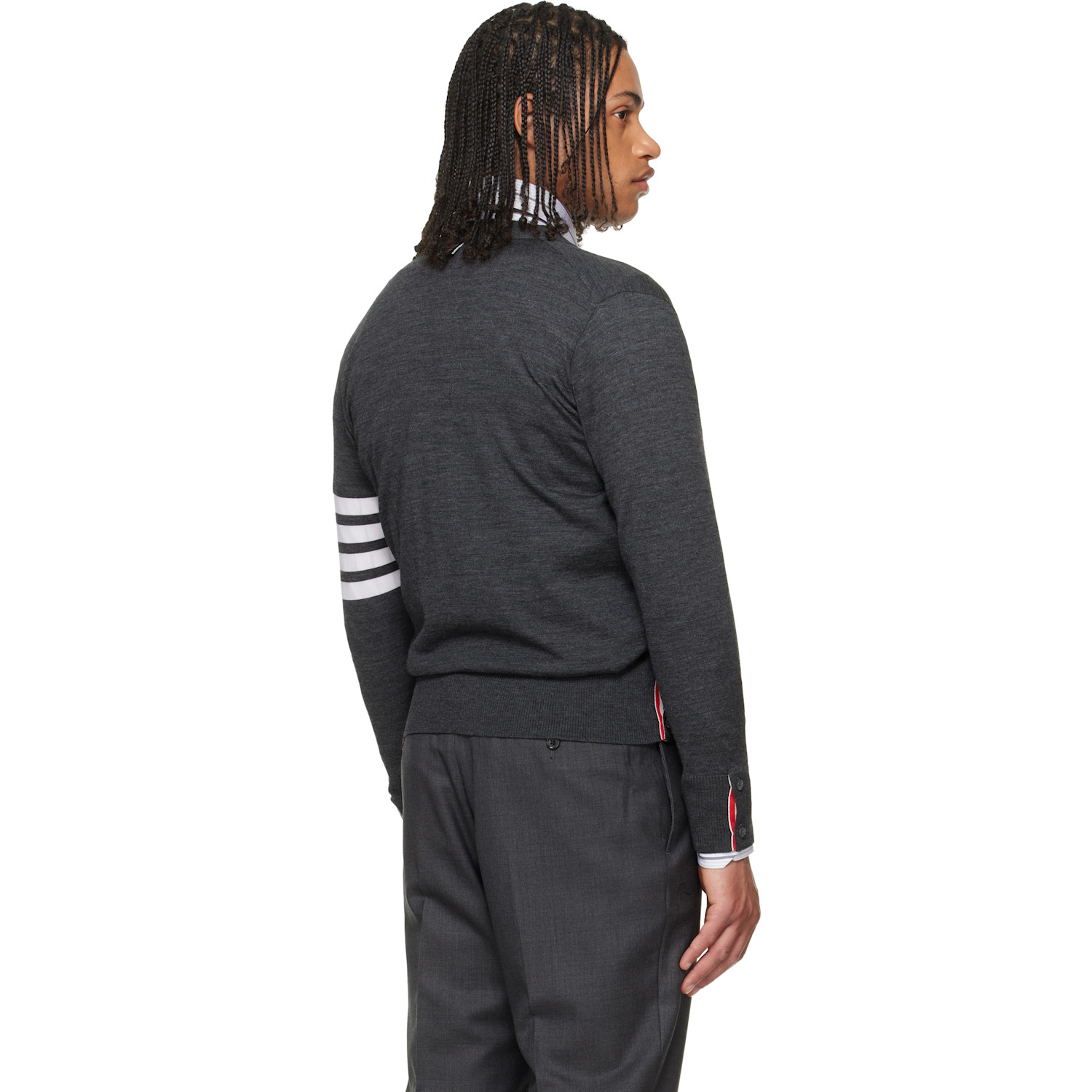  Thom Browne Gray Merino Wool 4-bar Classic Cardigan 