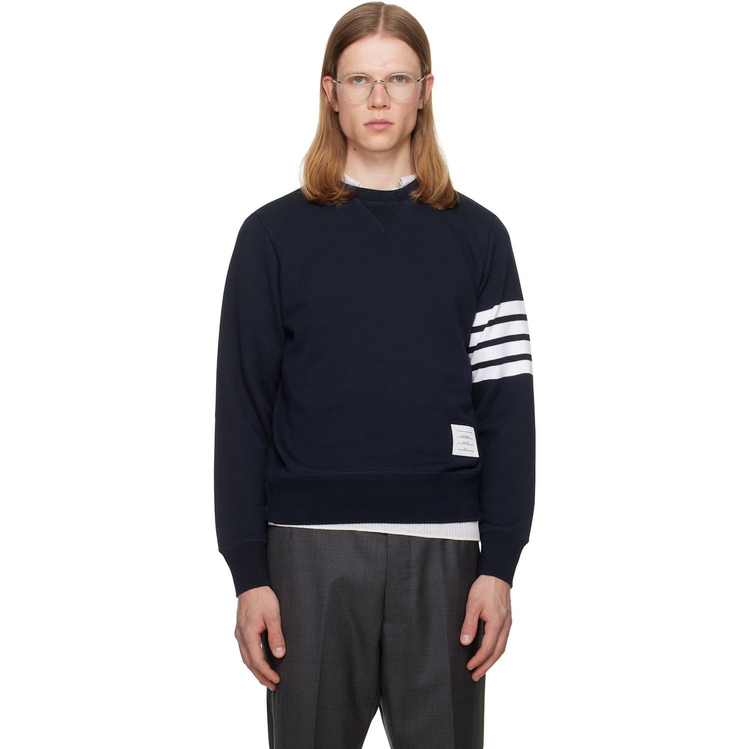 Thom Browne Navy Classic Loopback 4-Bar Sweatshirt