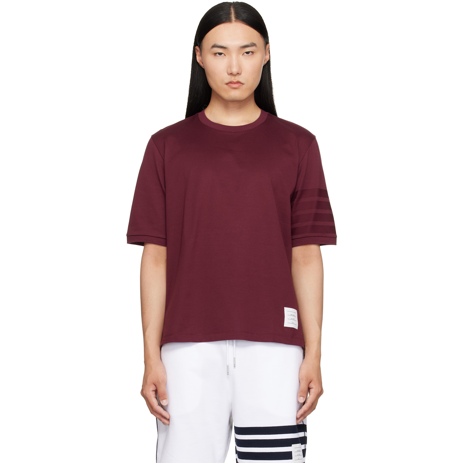 Thom Browne Burgundy Jersey Ottoman 4-Bar T-shirt