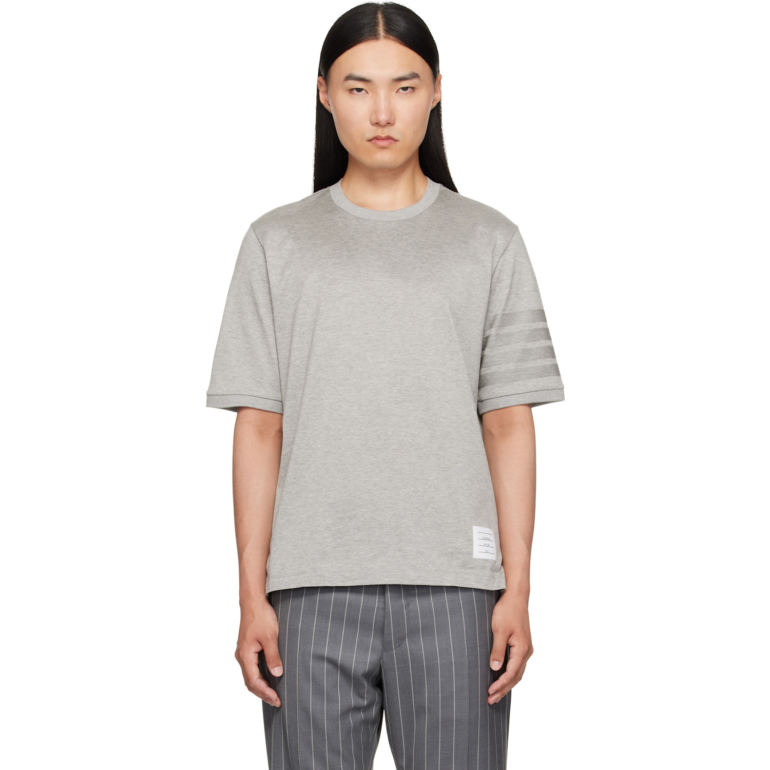 Thom Browne Gray Jersey Ottoman 4-Bar T-Shirt