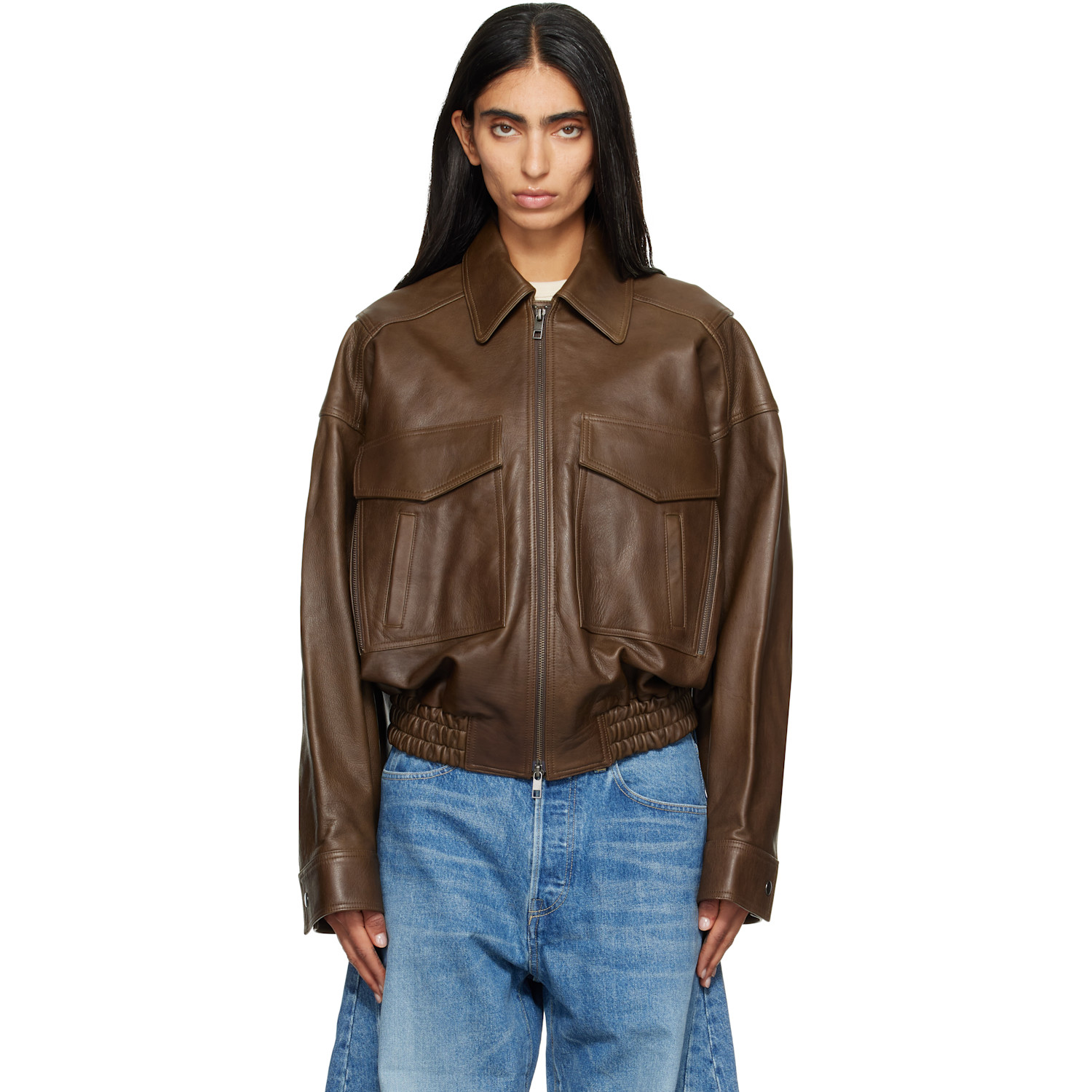Staud Brown Eugene Leather Jacket
