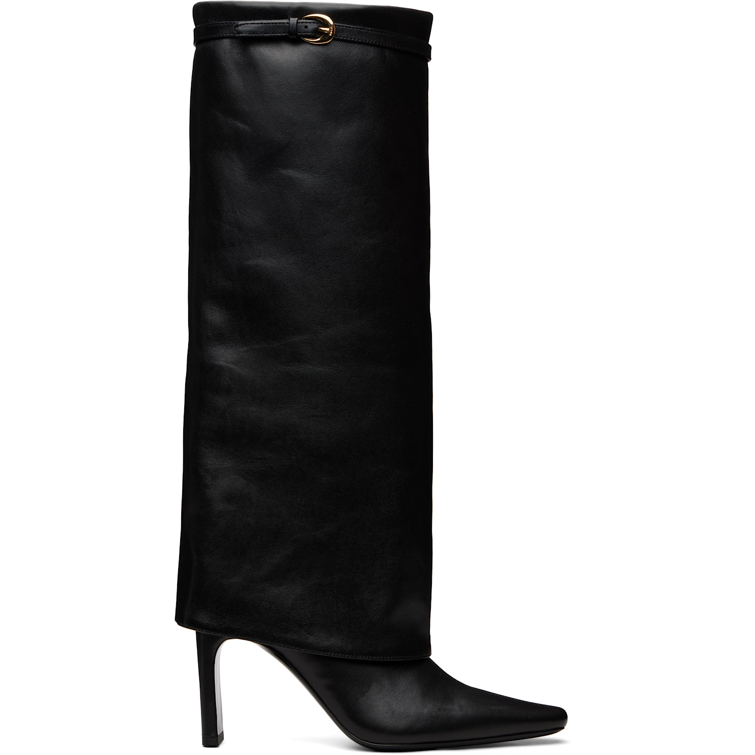 Staud Black Wally Foldover High Heel Boots