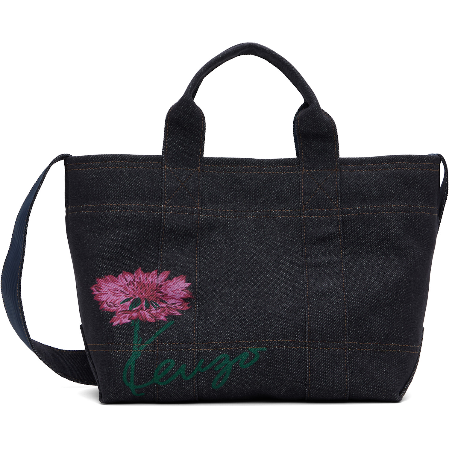 Kenzo Navy Paris ' Tulip' Small Tote