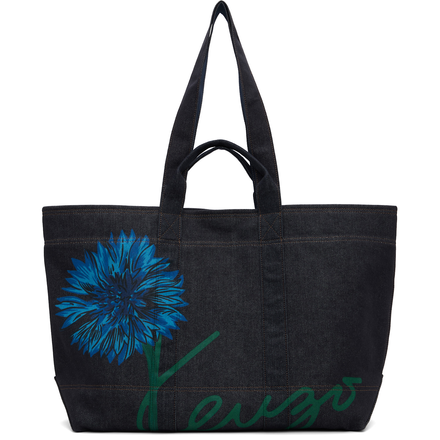 Kenzo Navy Paris ' Tulip' Large Tote