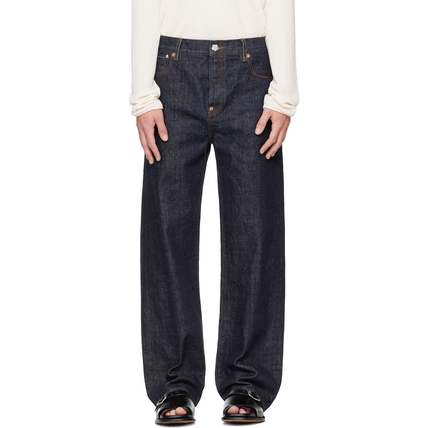 Kenzo Navy Kenzo Paris 'KENZO Tulip' Straight Fit Jeans