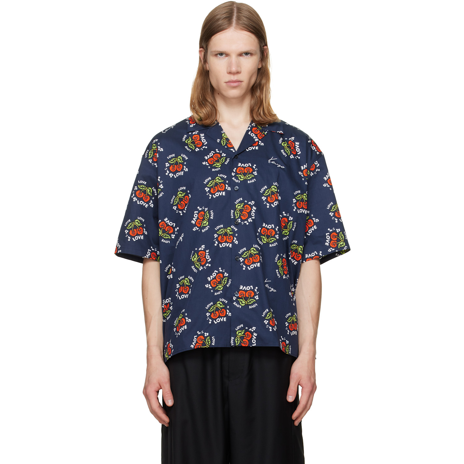 Kenzo Navy Kenzo Paris 'KENZO Loves' Short Sleeve Shirt