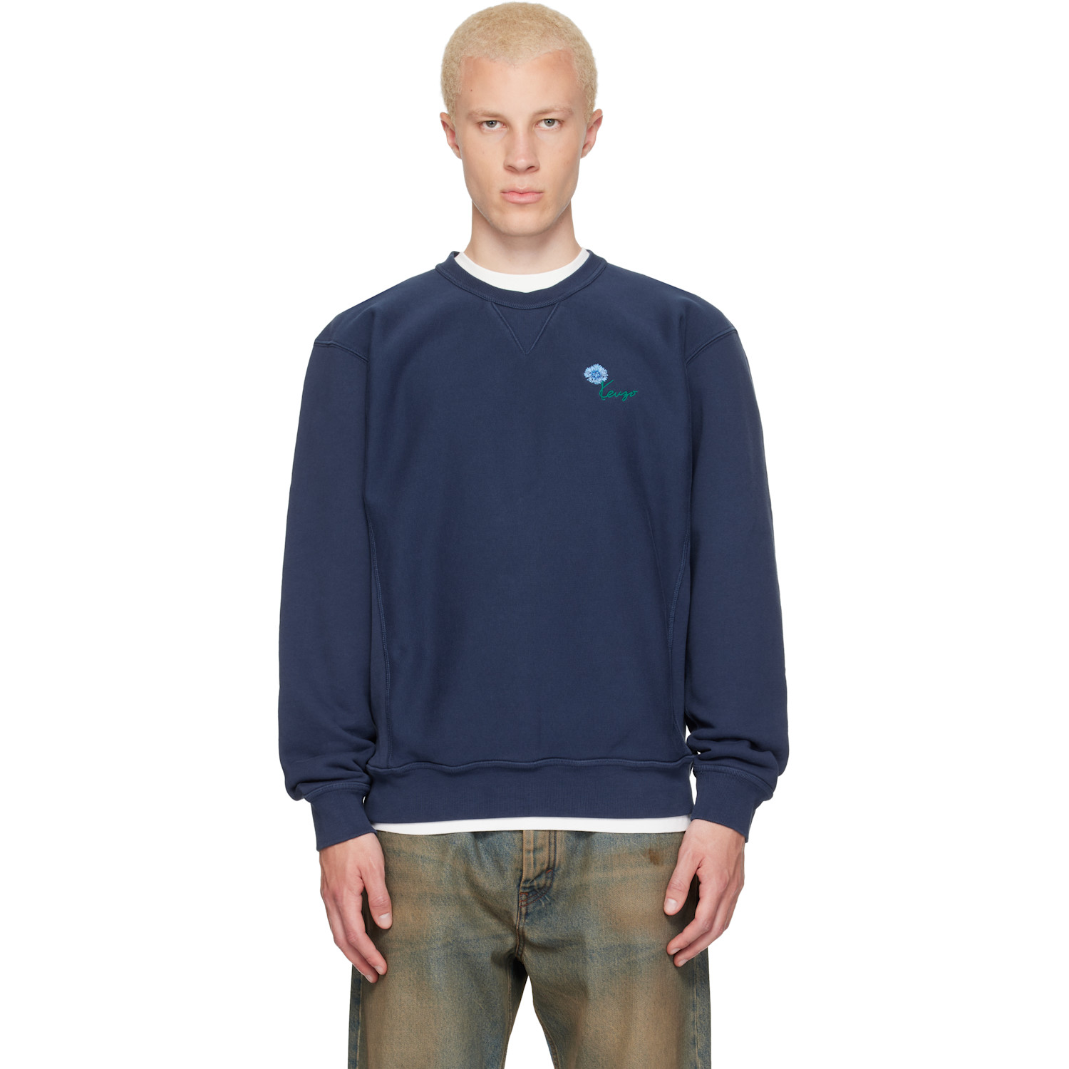 Kenzo Navy Kenzo Paris 'KENZO Tulip' Embroidered Sweatshirt