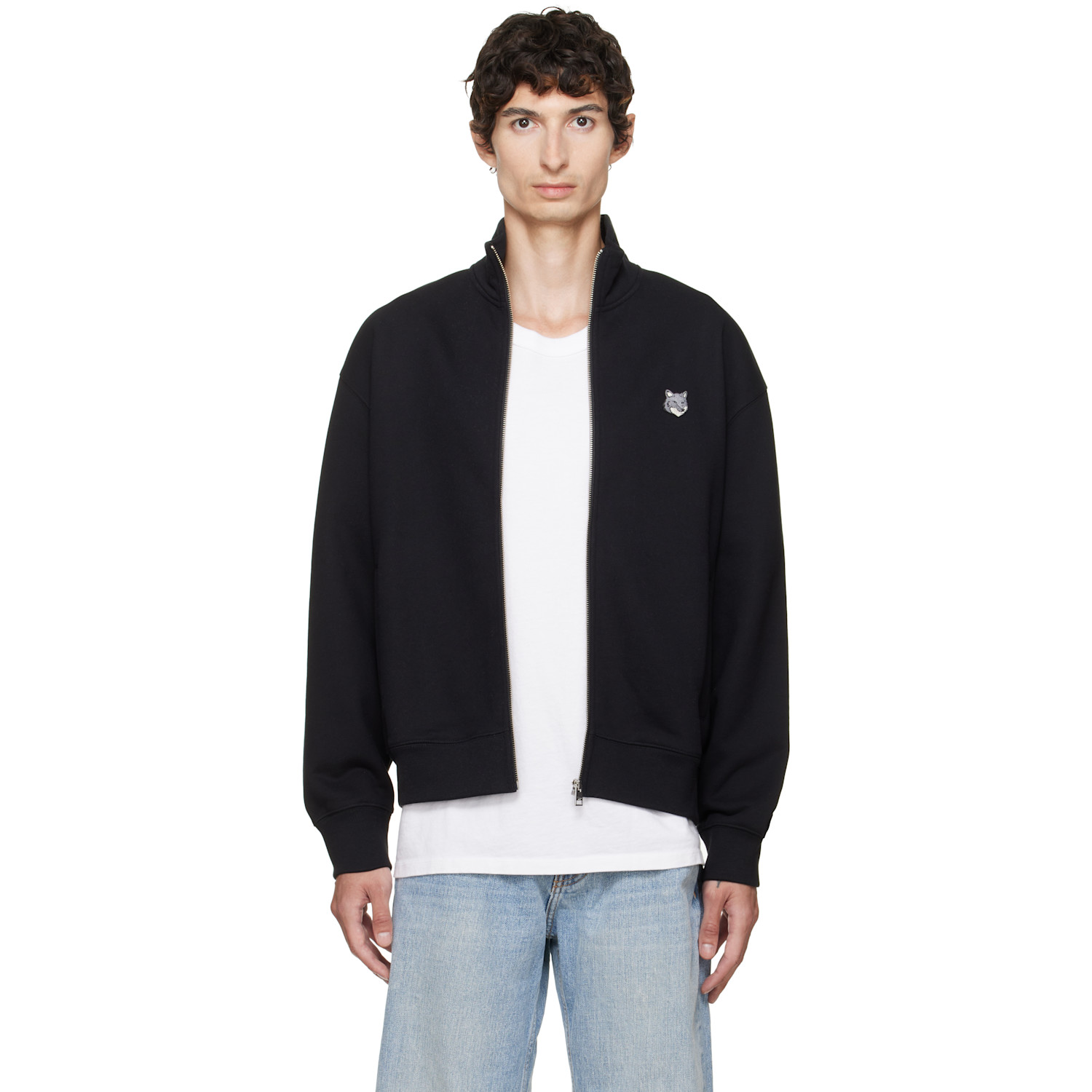 Maison Kitsuné Black Fox Head Zipped Comfort Sweatshirt