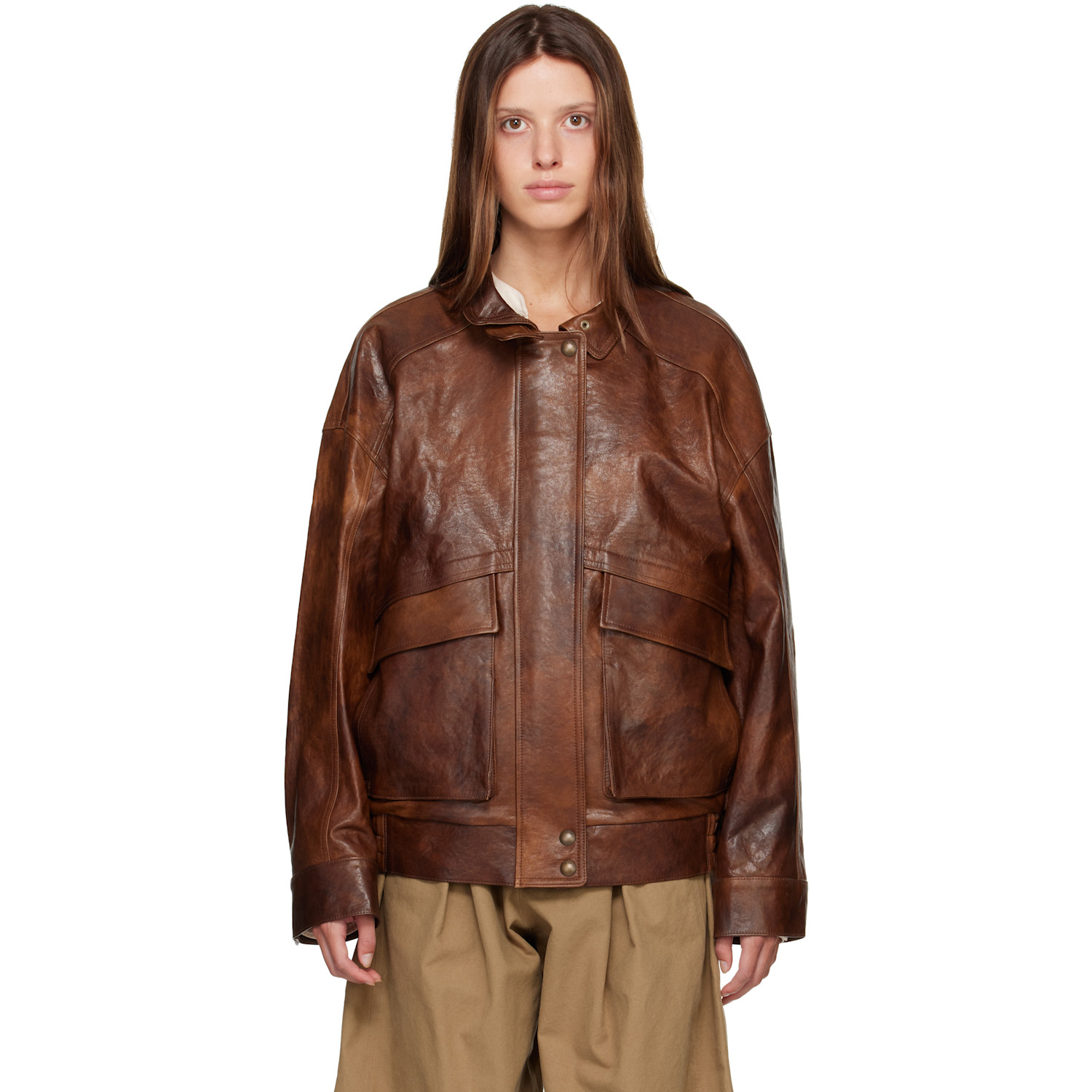 R2W Brown Billy Lambskin Leather Jacket