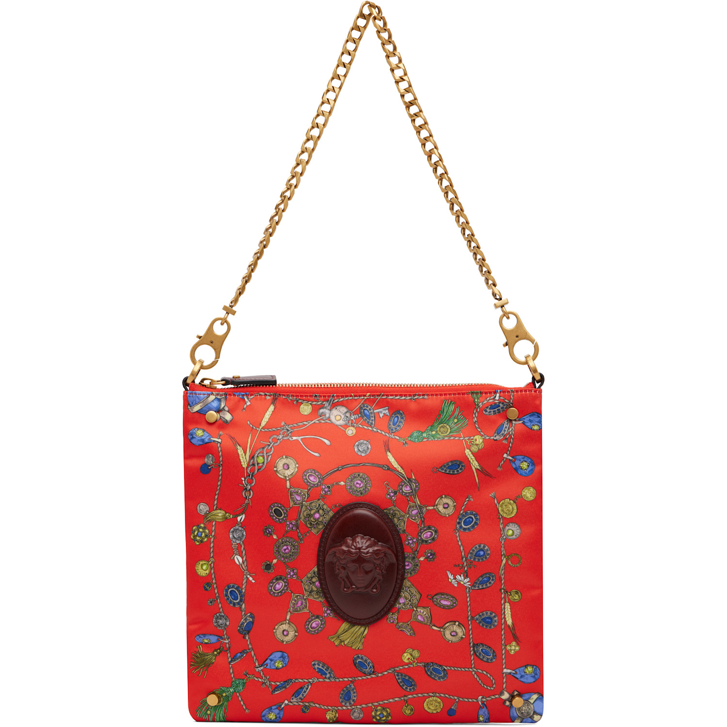 Versace Red Cabine Printed Duchesse Shoulder Bag