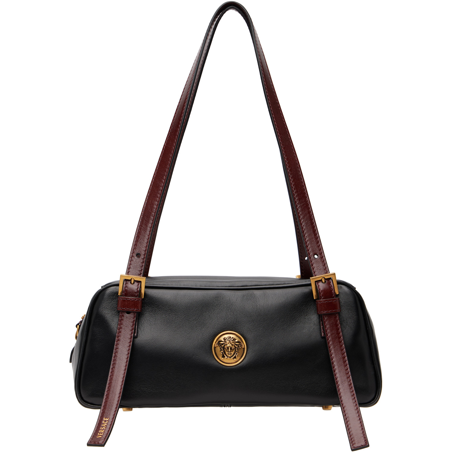 Versace Black & Brown Emblème Nappa Bowling Bag