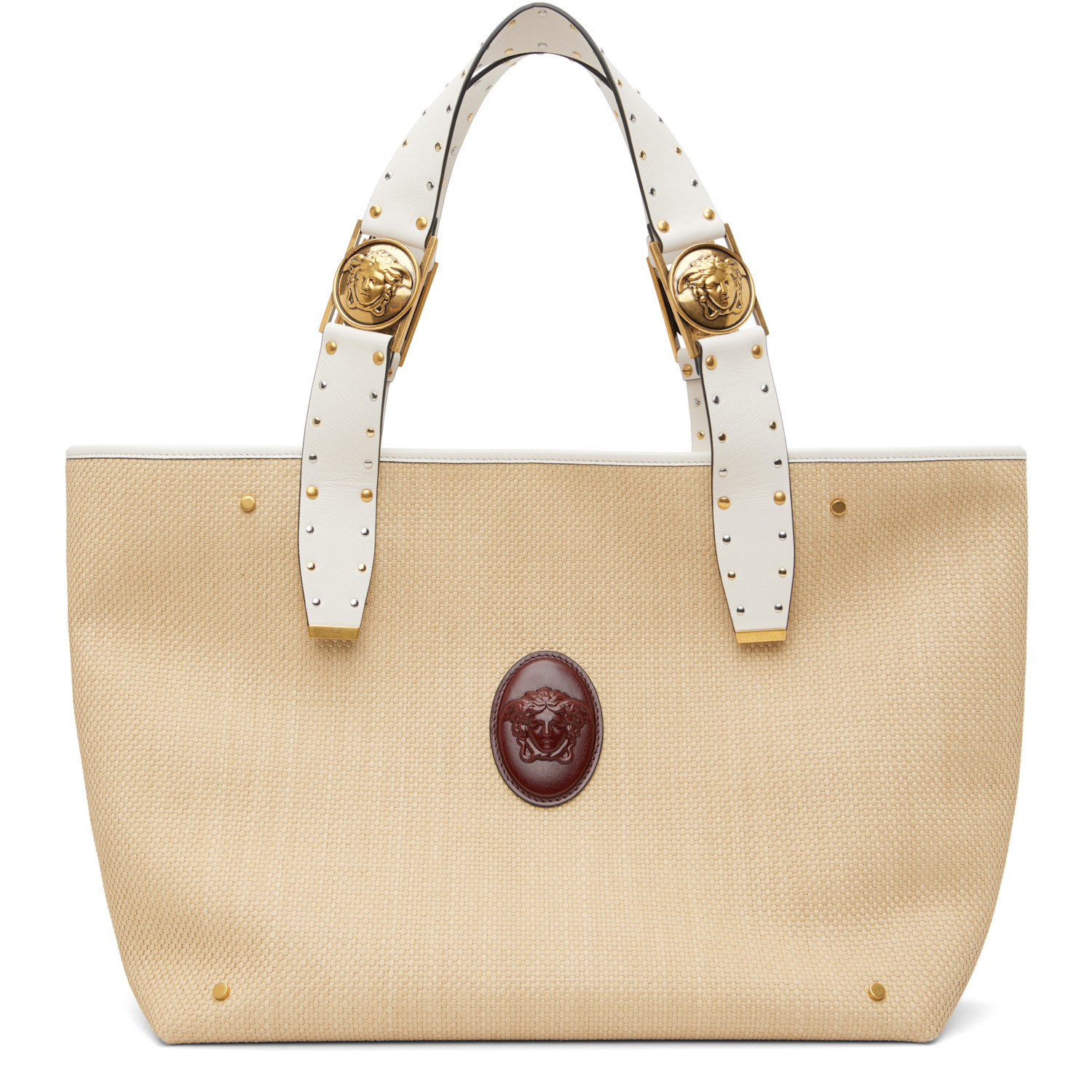 Versace Beige Rivière Large Raffia Tote