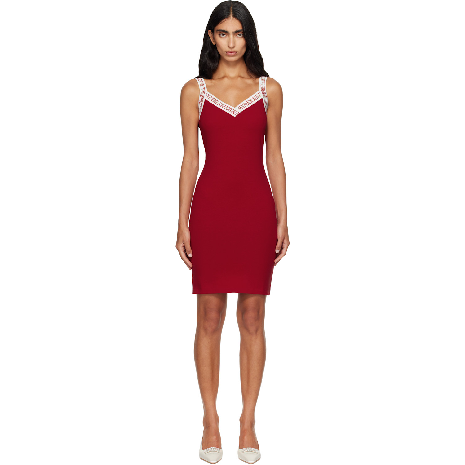 Versace Red Jacquard Stretch Cotton-Jersey Minidress