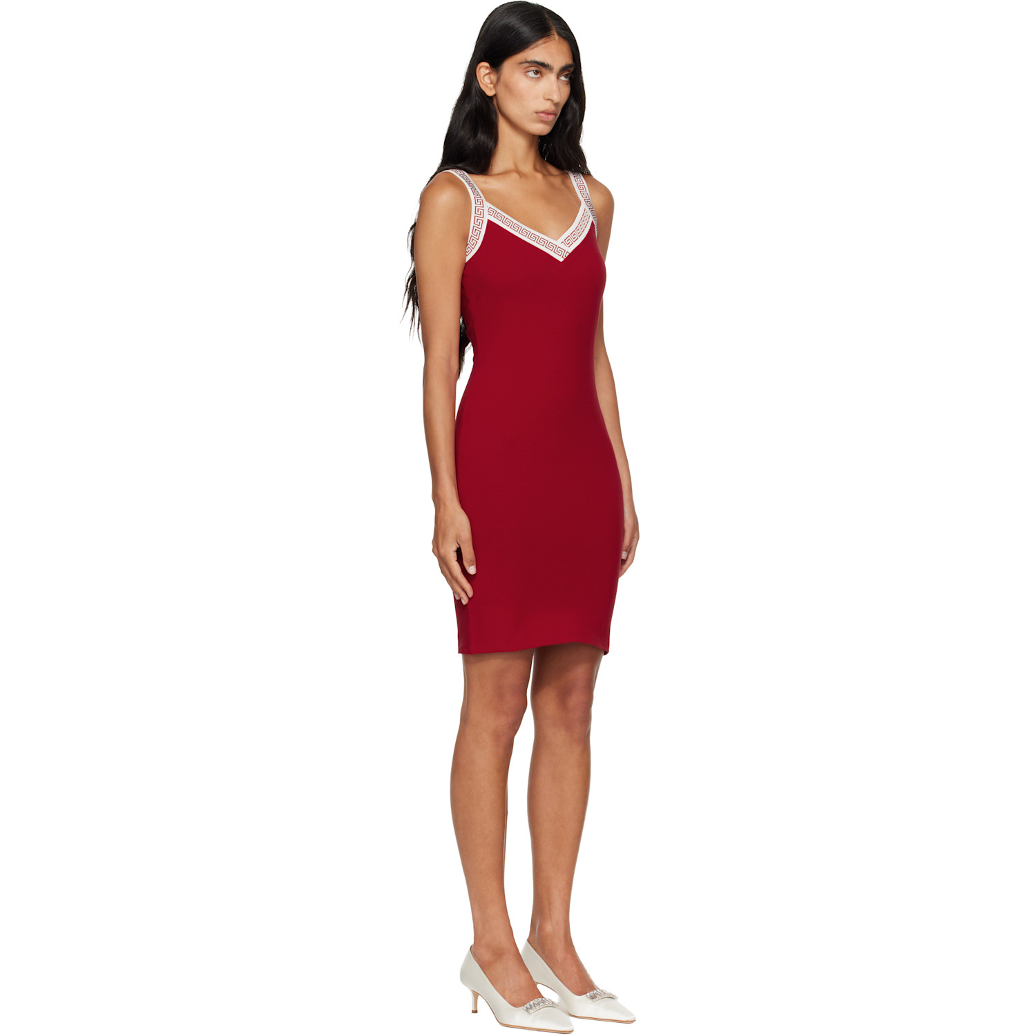  Versace Red Jacquard Stretch Cotton-jersey Minidress 
