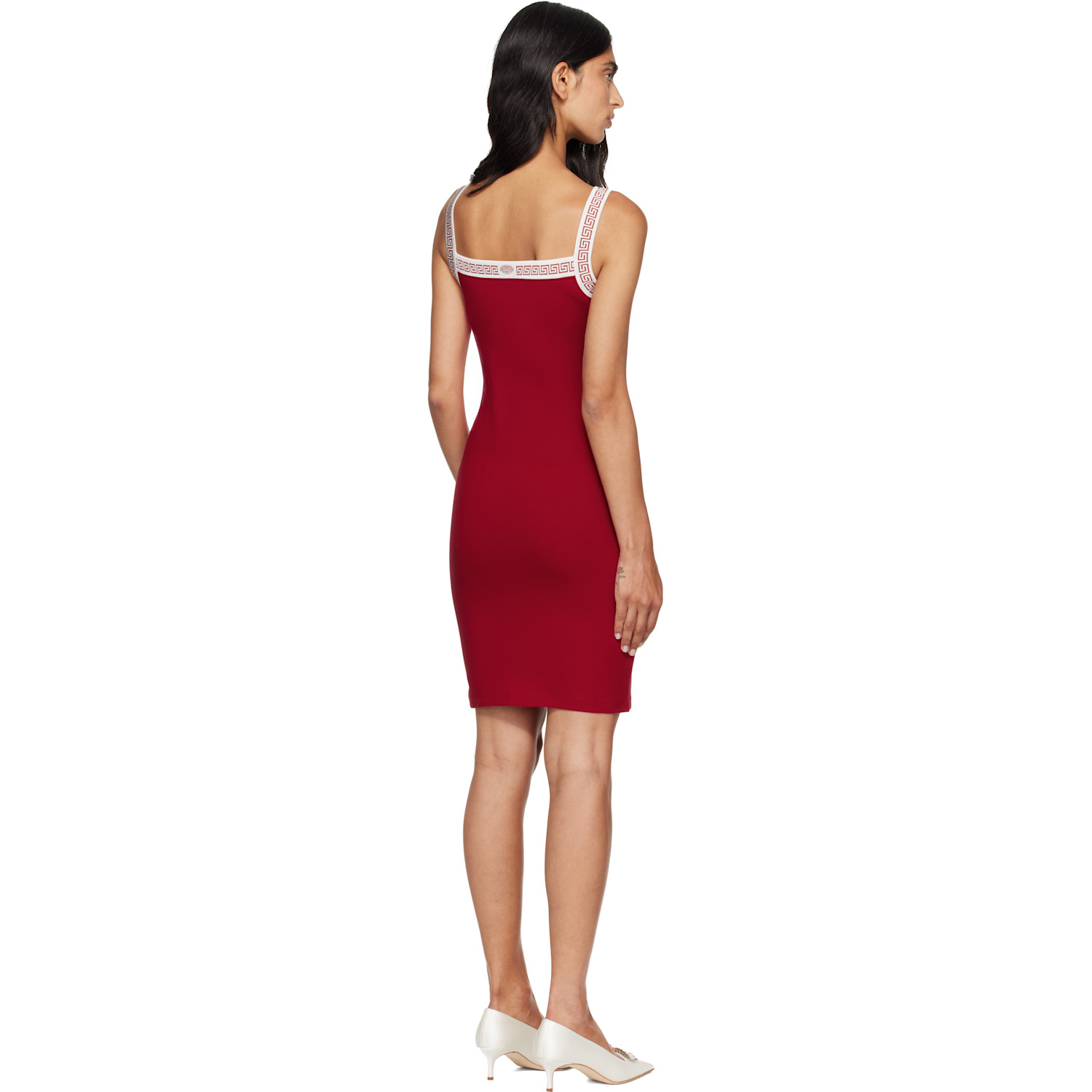  Versace Red Jacquard Stretch Cotton-jersey Minidress 