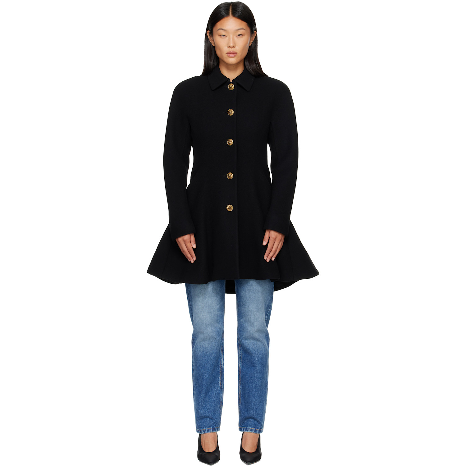 Versace Black Wool Coat
