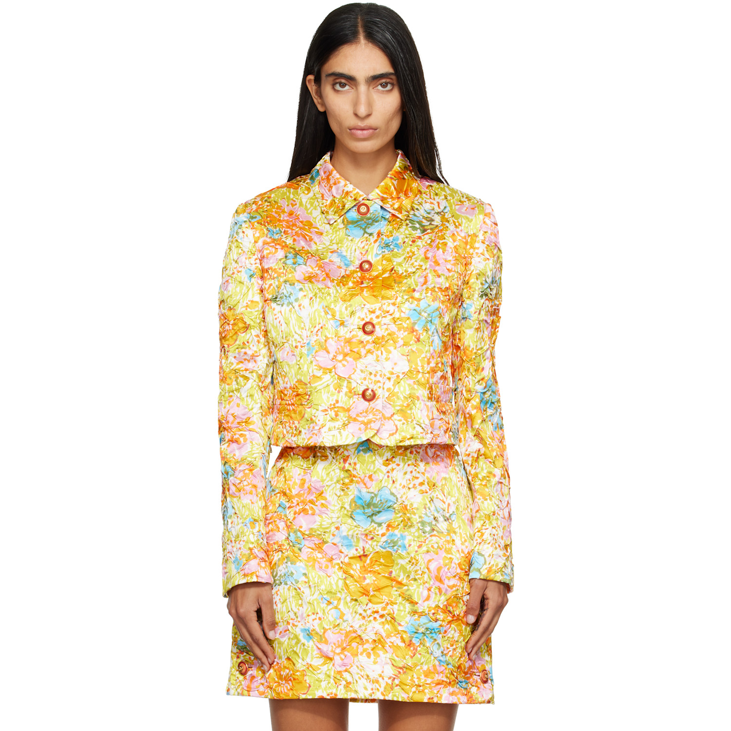 Versace Multicolor Printed Silk Duchesse Jacket
