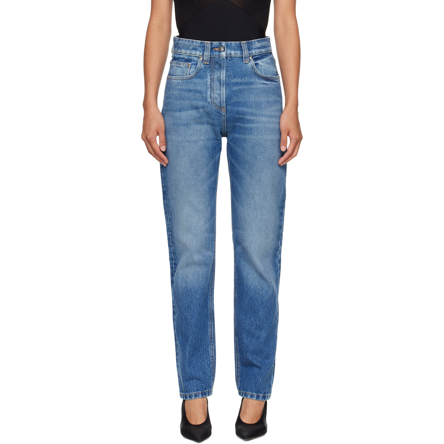 Versace Blue High Waist Straight Jeans
