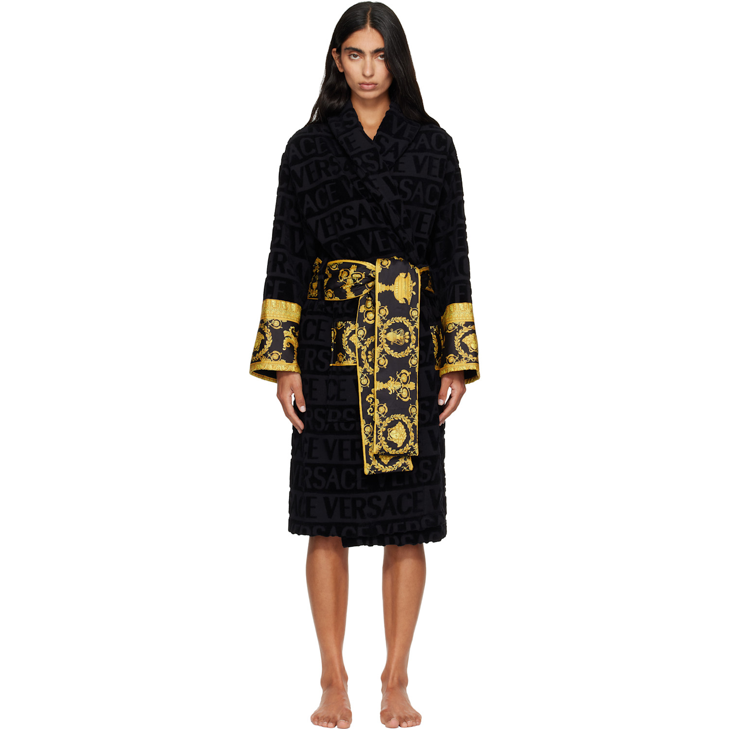 Versace Black 'I Heart Baroque' Bathrobe