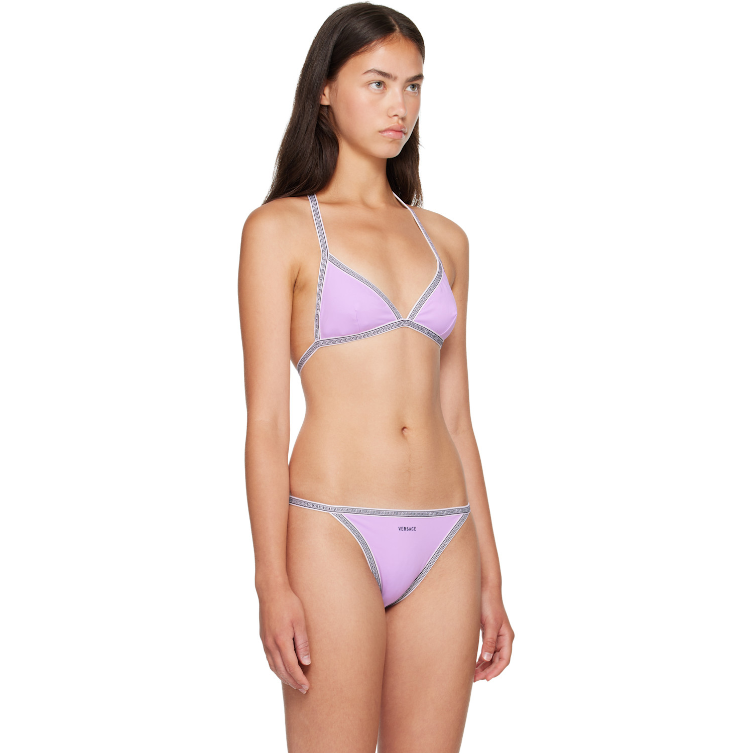 Versace Purple Greca Bikini Top 