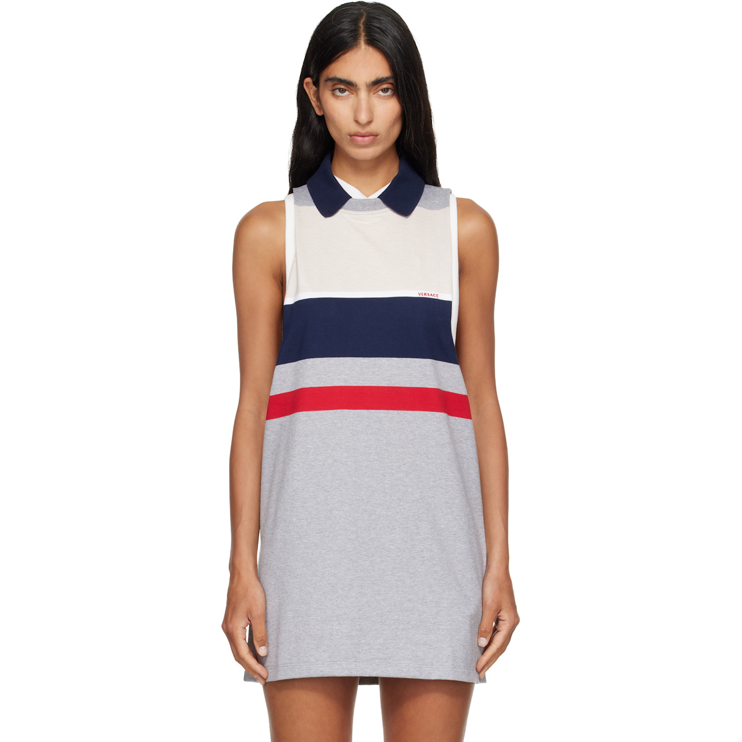 Versace Multicolor Striped Cotton-Jersey Minidress