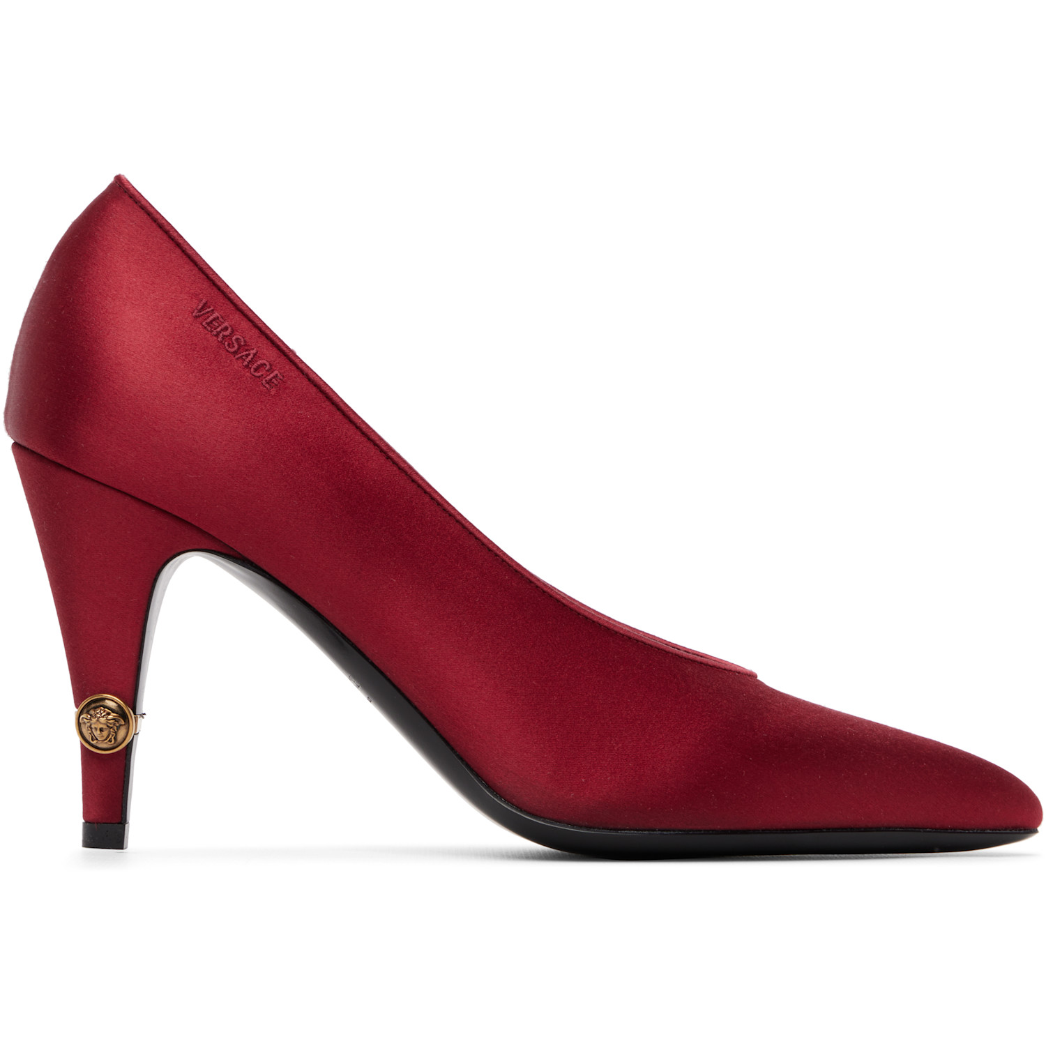 Versace Red Gianni Satin Heels