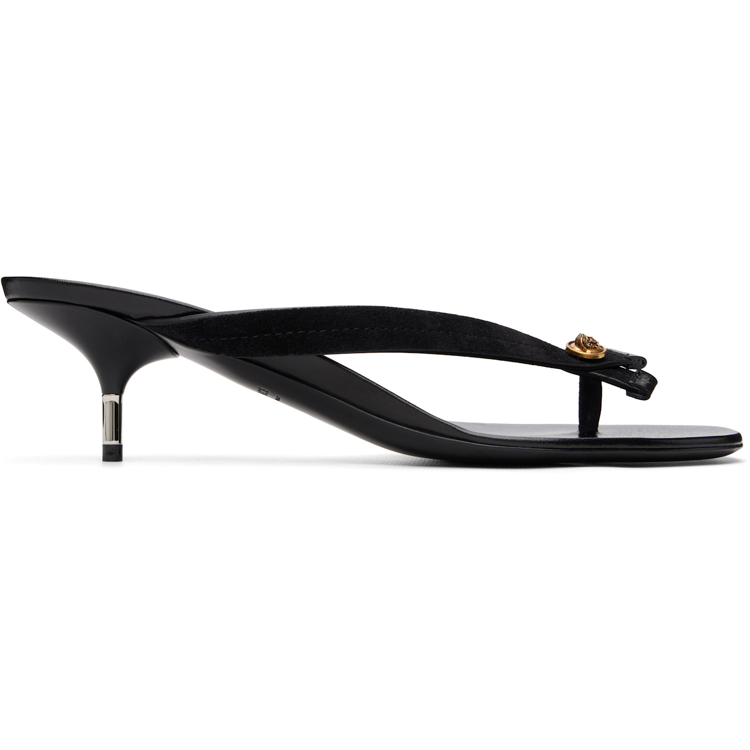 Versace Black Leather Heeled Sandals