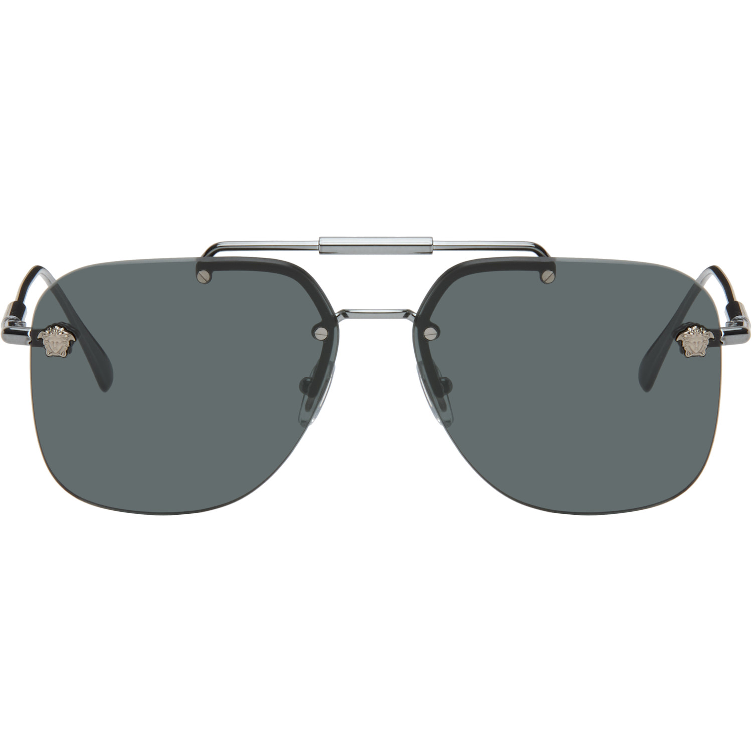 Versace Gunmetal Medusa Pilot Sunglasses