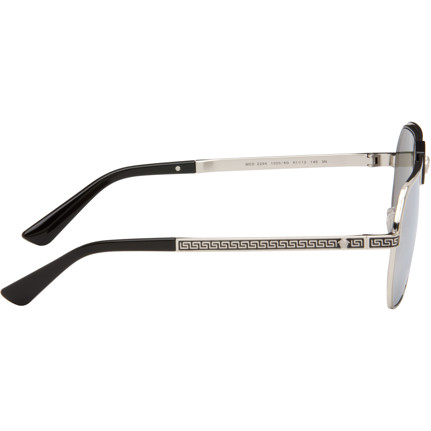  Versace Silver Greca Flow Navigator Sunglasses 