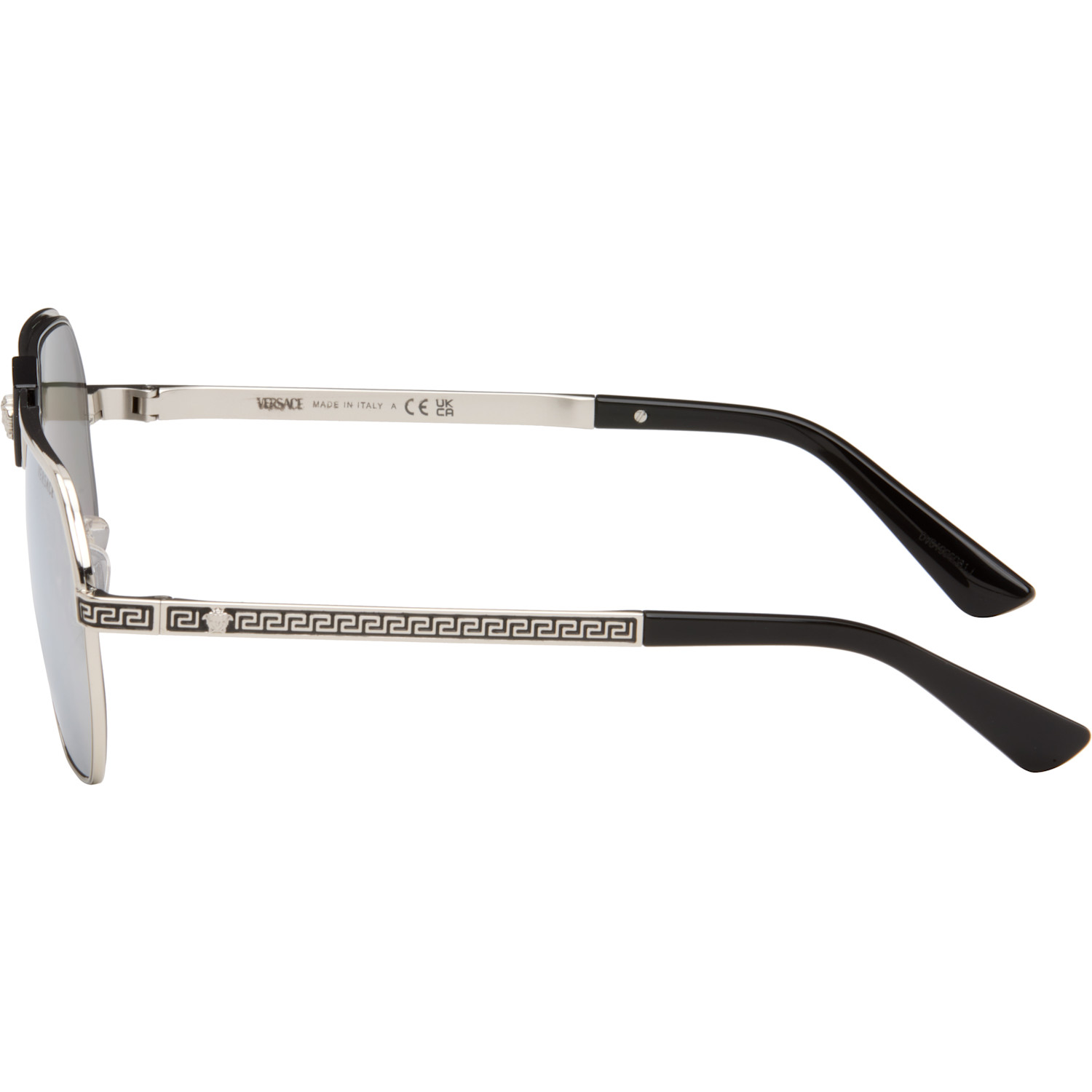  Versace Silver Greca Flow Navigator Sunglasses 