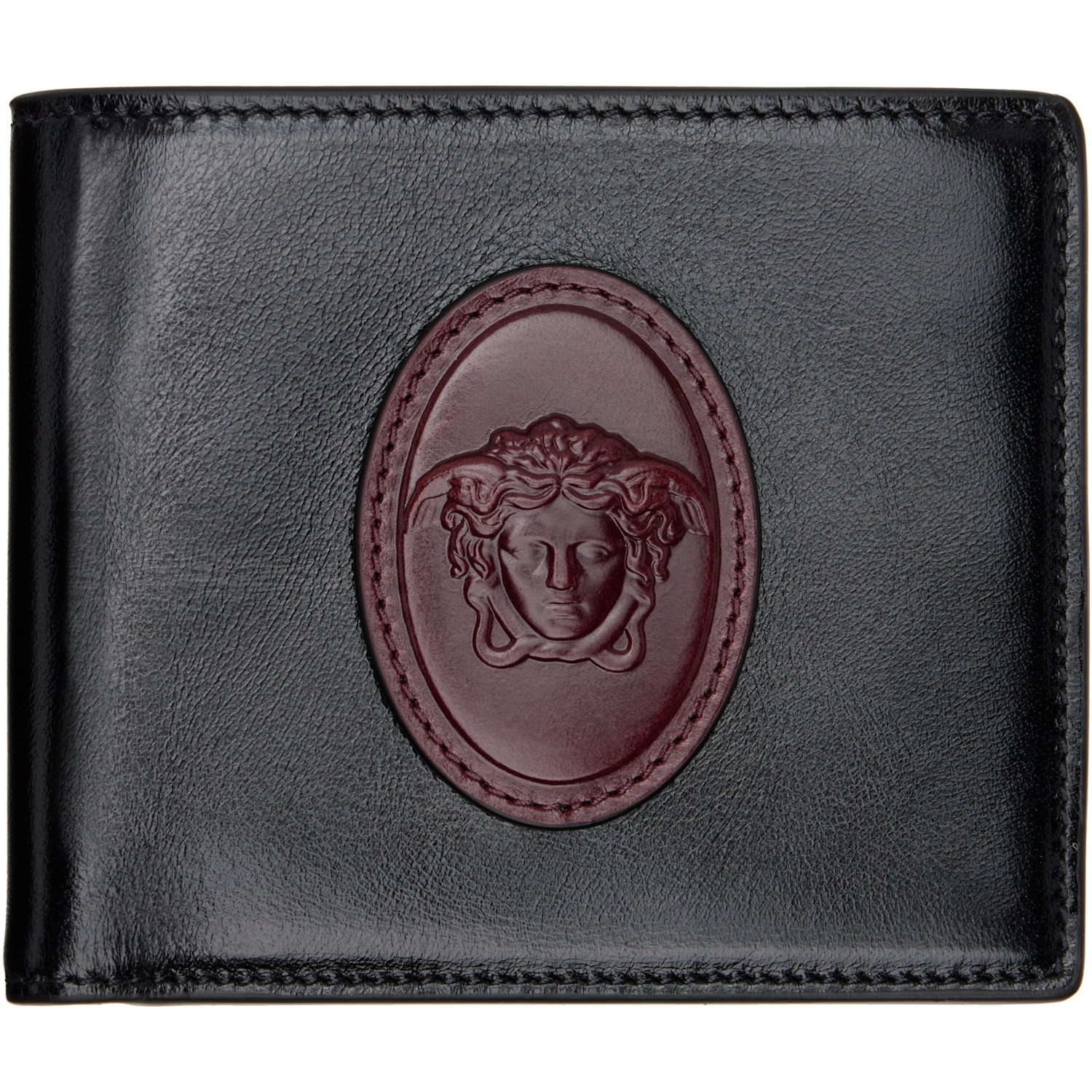 Versace Black & Brown Roomy Leather Bifold Wallet
