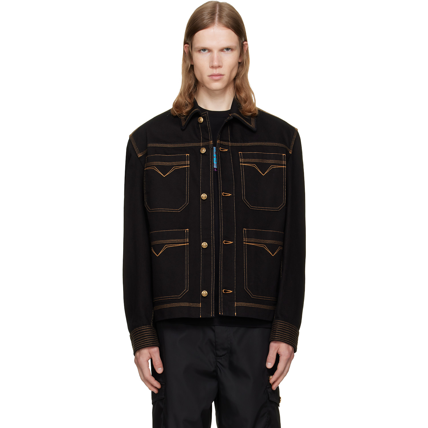 Versace Black Denim Blouson Jacket