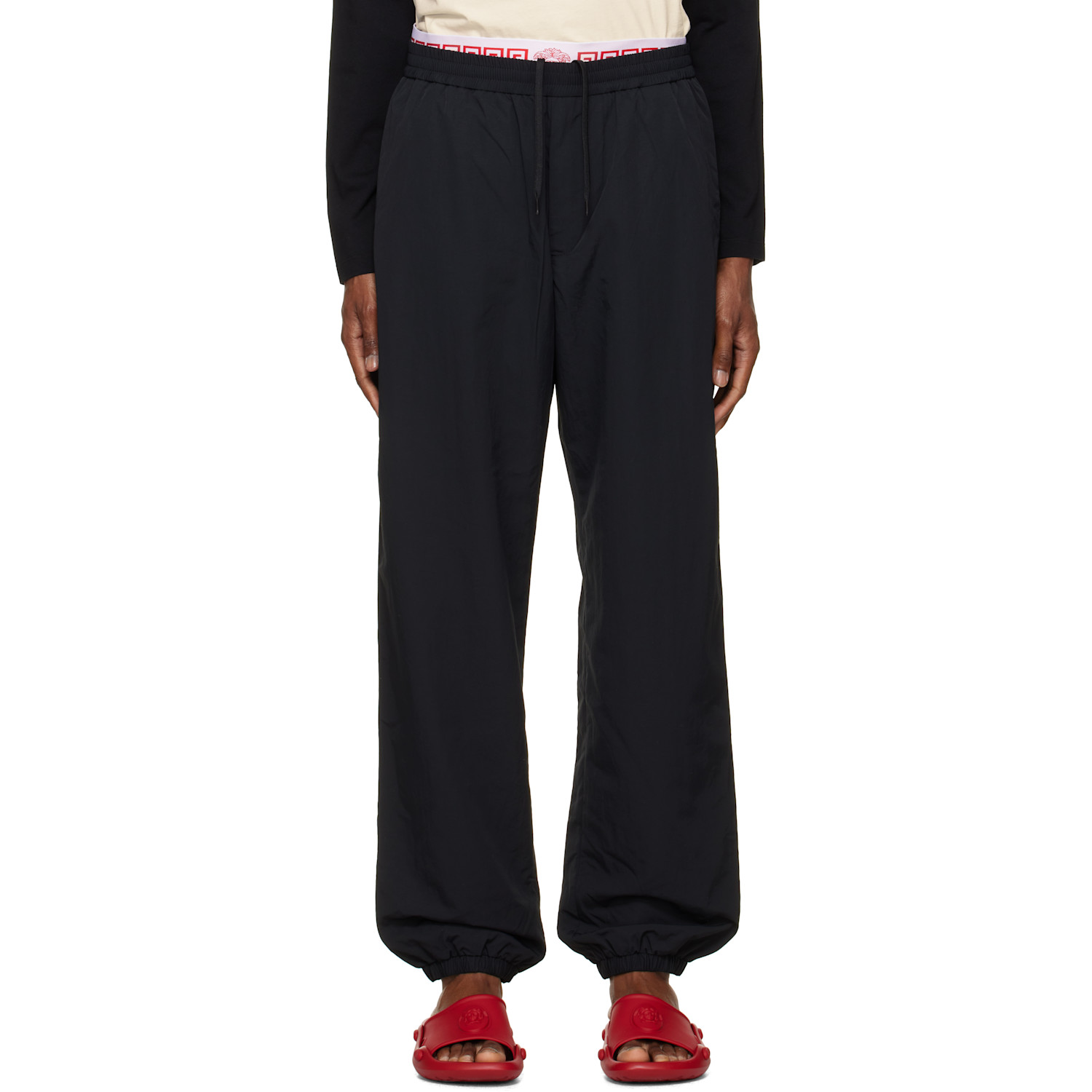 Versace Black Nylon Jogger Track Pants
