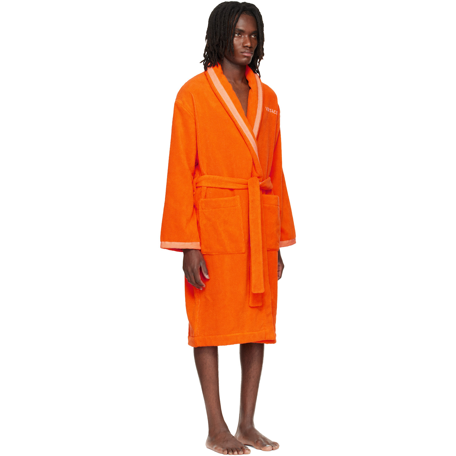  Versace Orange Cotton-terry Jacquard Bathrobe 