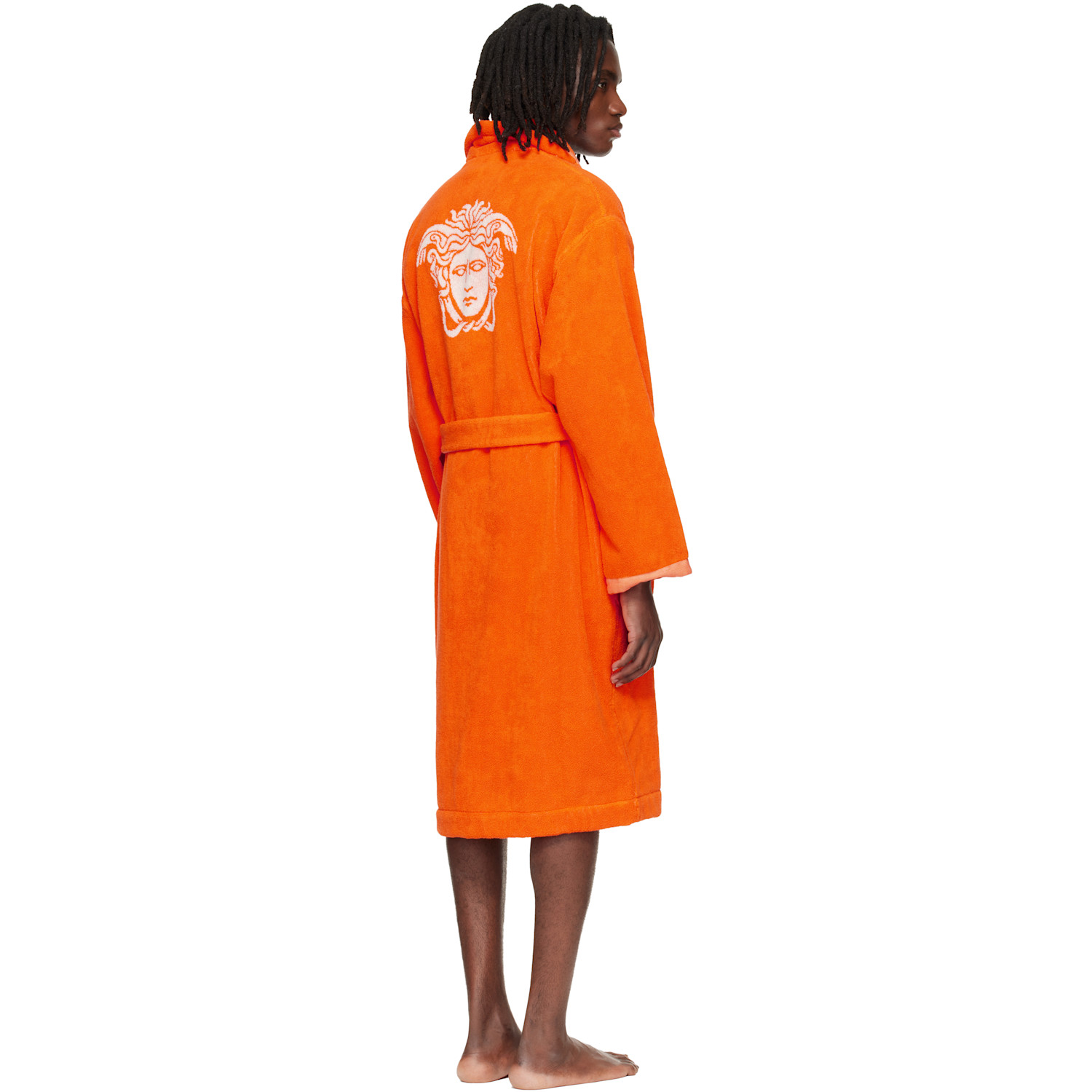  Versace Orange Cotton-terry Jacquard Bathrobe 