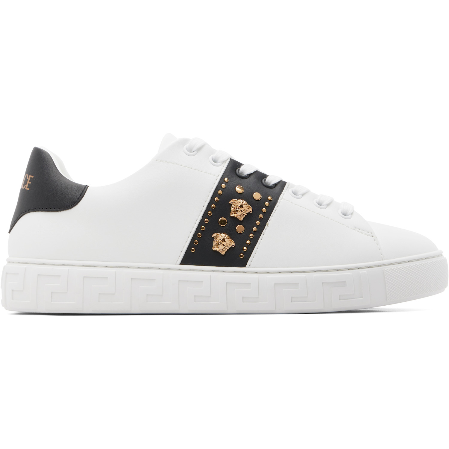 Versace White Greca Embellished Nylon Sneakers
