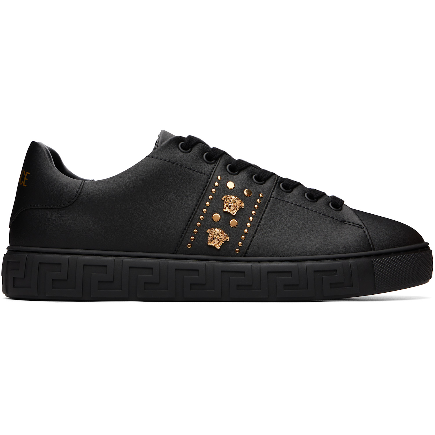 Versace Black Greca Embellished Nylon Sneakers