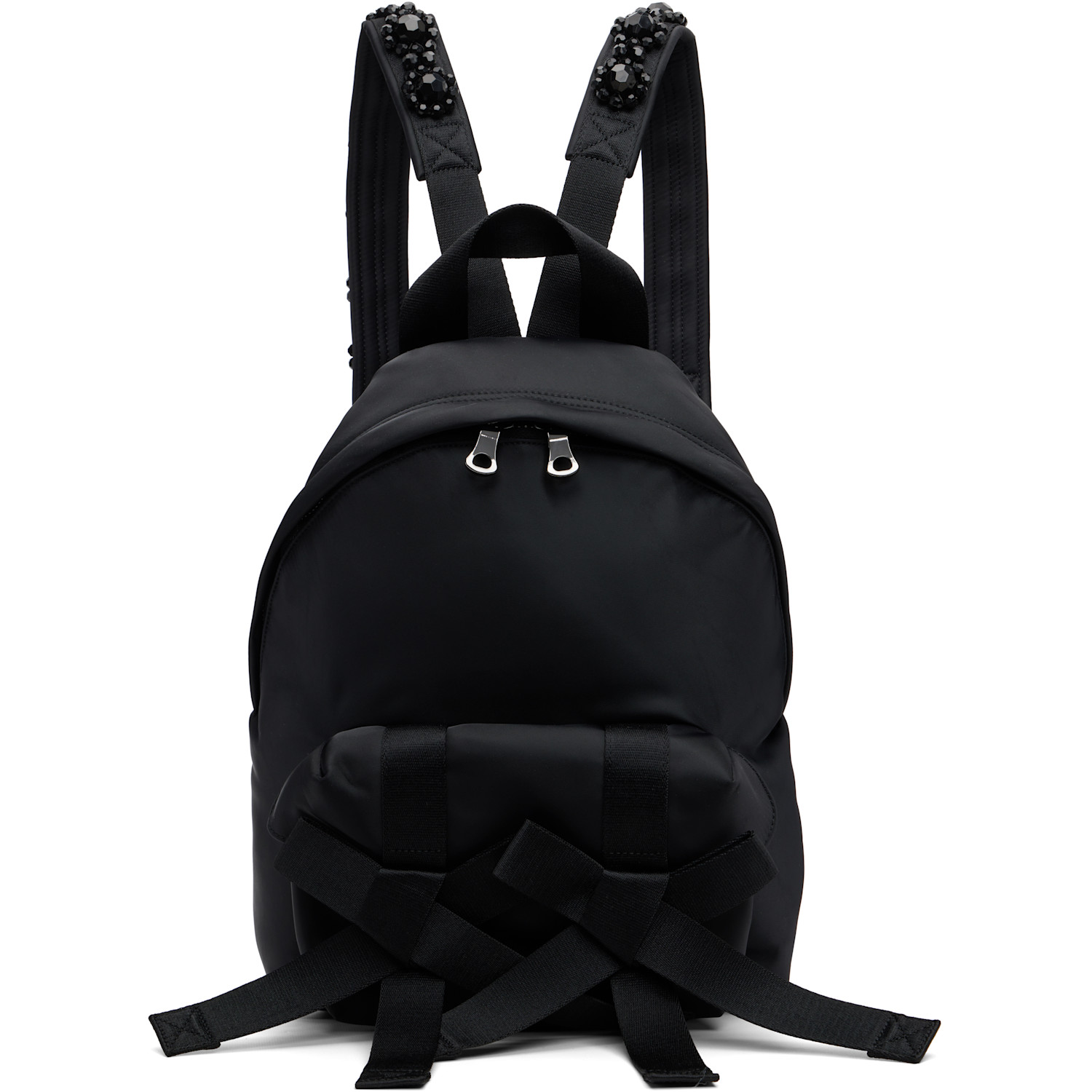 Simone Rocha Black Beaded Utility Bow Backpack