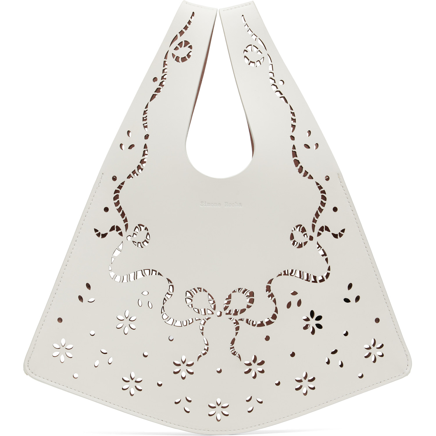 Simone Rocha Off-White Mini Lasercut Lace Shopper Tote