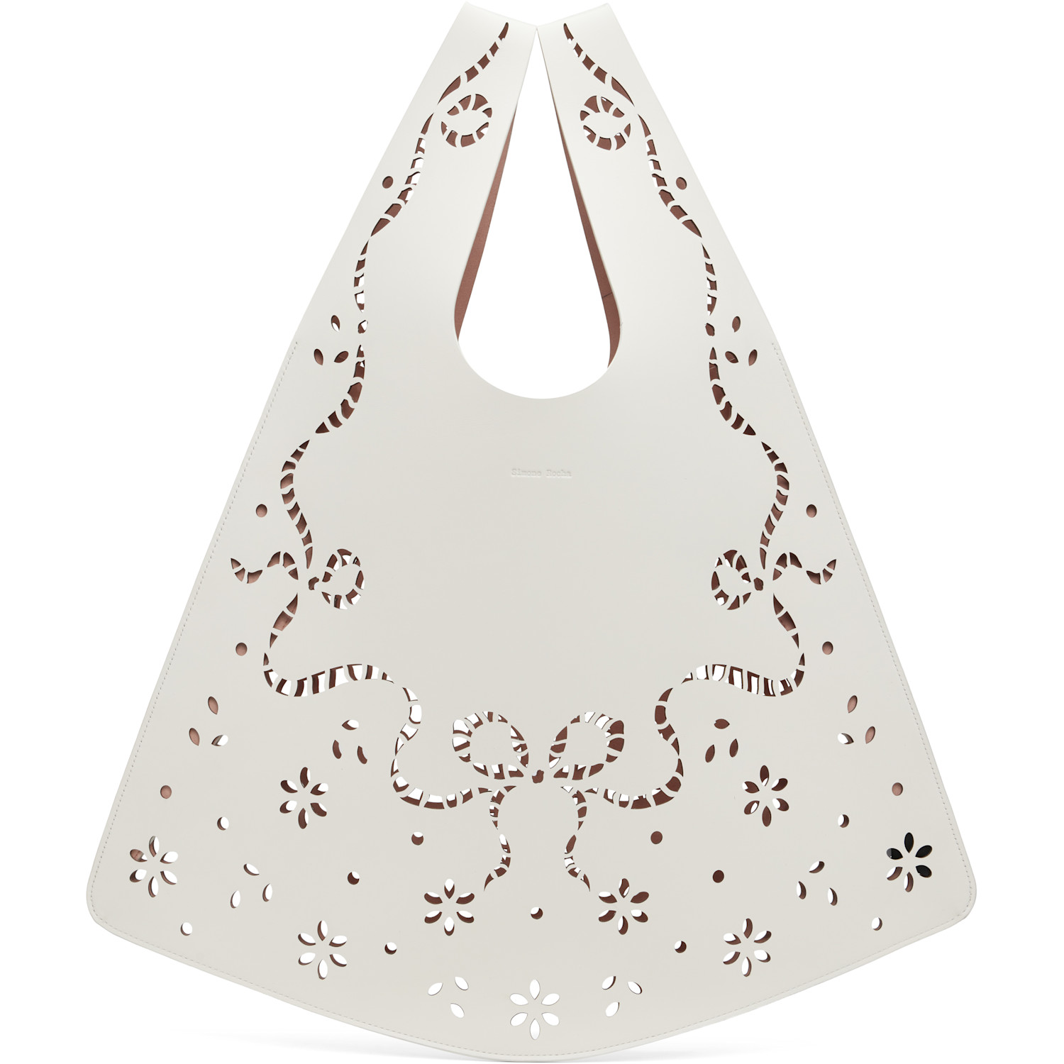 Simone Rocha Off-White Lasercut Lace Shopper Tote