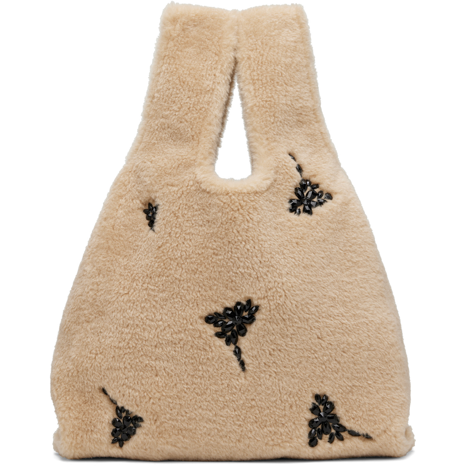 Simone Rocha ベージュ Shopper エンベリッシュド フェイクファー トートバッグ In Blonde/jet