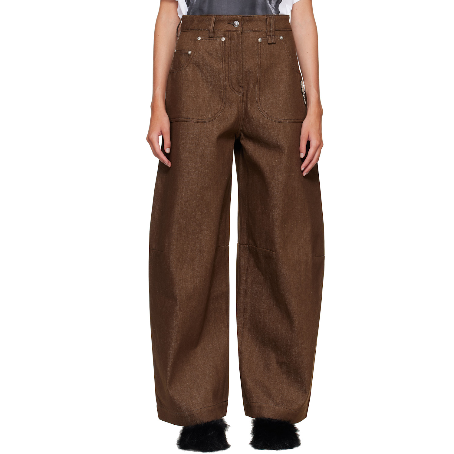 Simone Rocha Brown Wide Leg Utility Curve Jeans