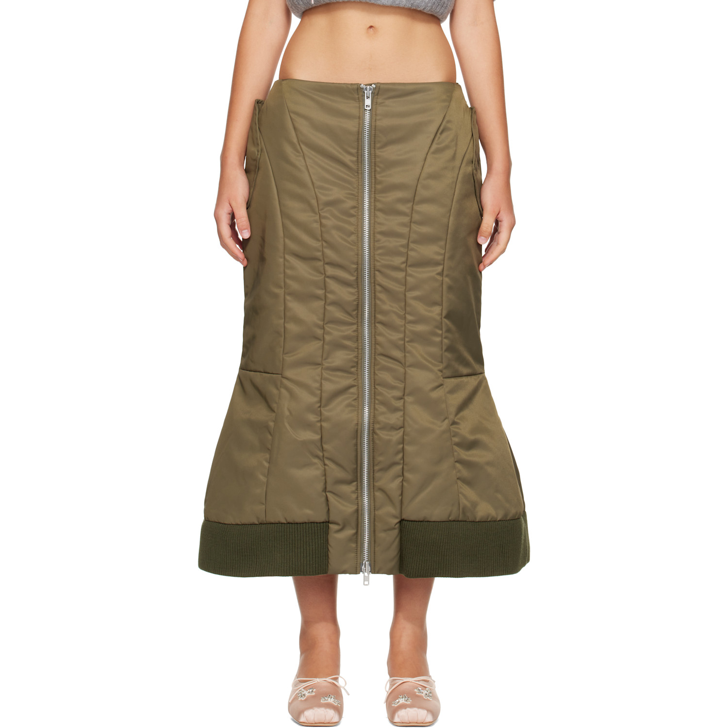 Simone Rocha Khaki Padded Sculpt Bomber Skirt