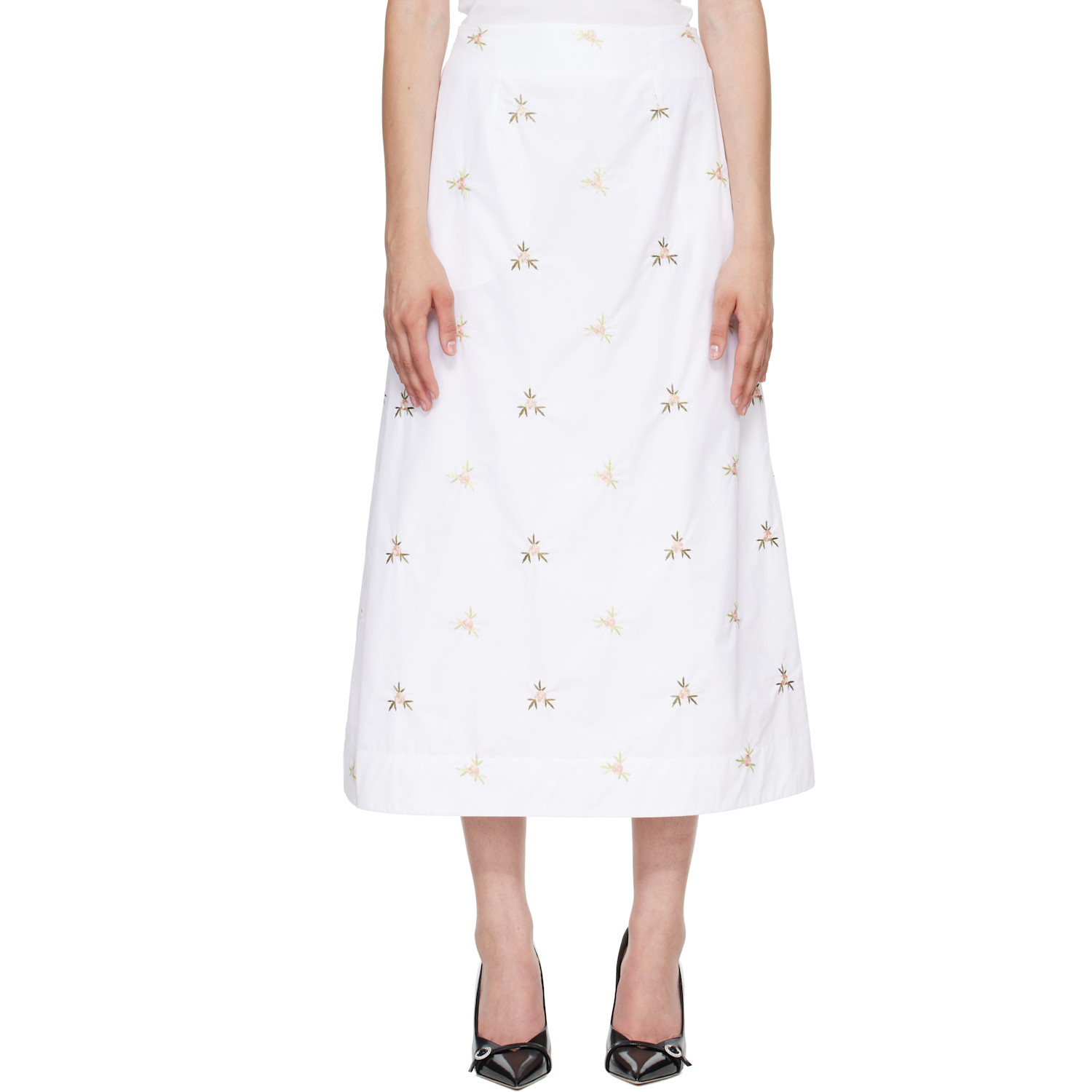 Simone Rocha White Ripple Midi Skirt