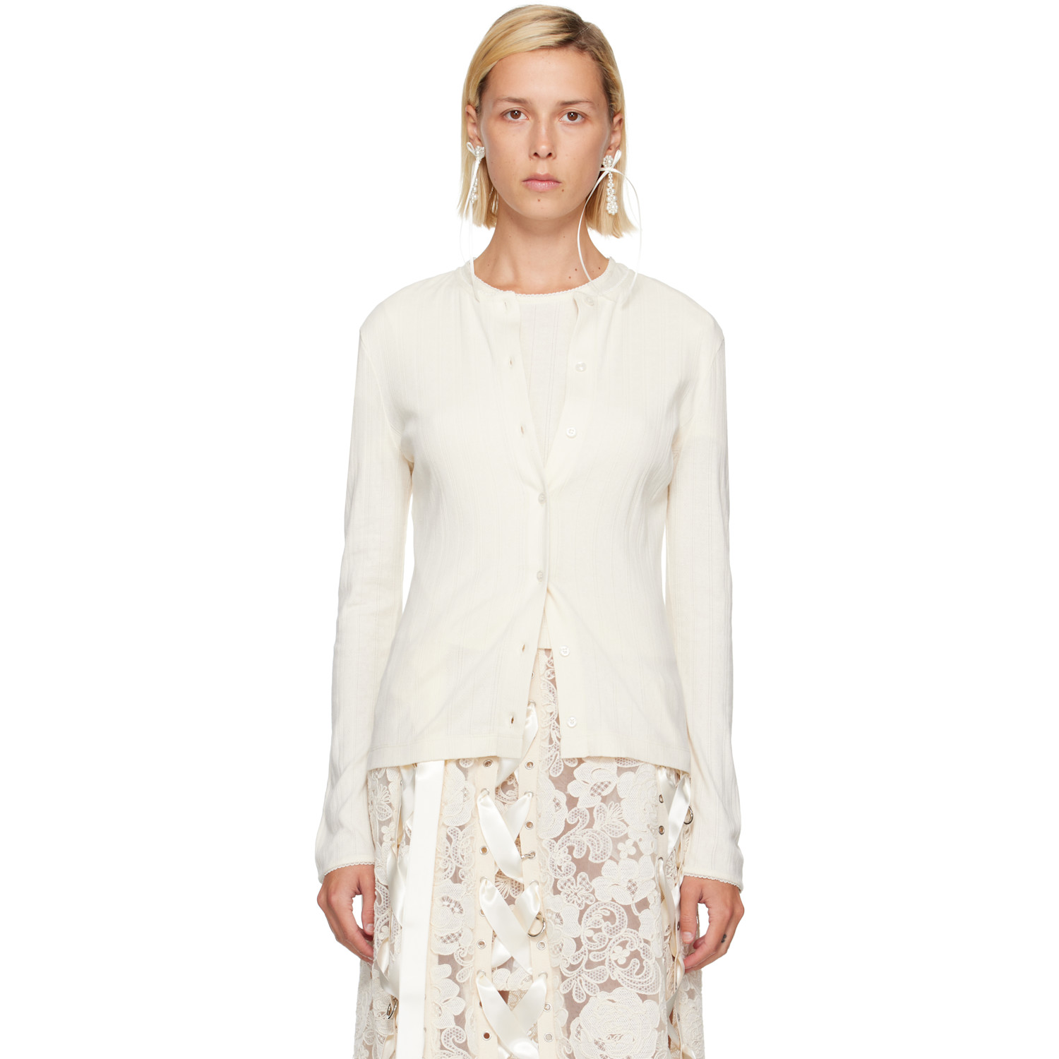 Simone Rocha Off-White Pointelle Cardigan